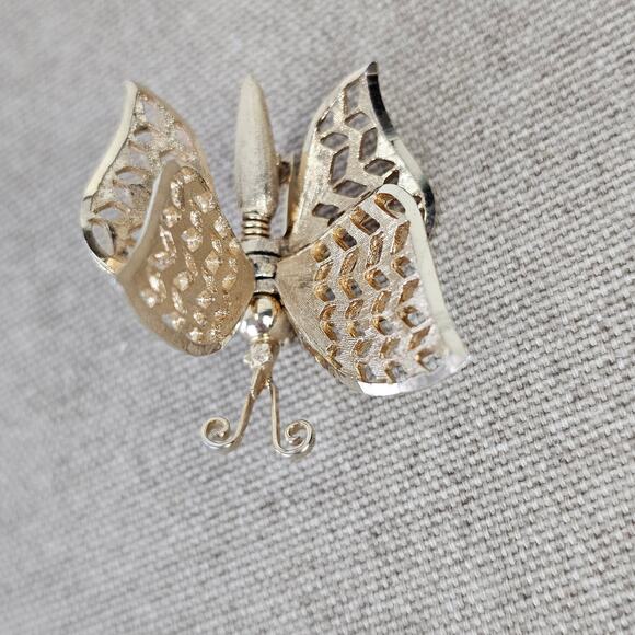 VTG MCM Coro articulated goldtone butterfly pin brooch EUC - Picture 6 of 11